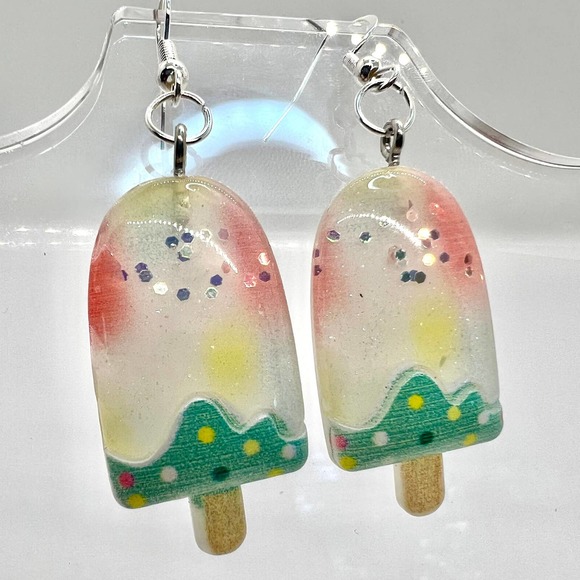 Popsicle Earrings - Glitter Earrings - Dessert Earrings - Little Girl Earrings - Picture 8 of 10